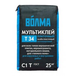 Смесь сухая клеевая на цементном вяжущем "Волма-Мультиклей", 25 кг РФ.