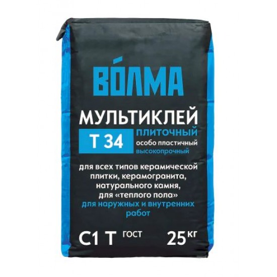 Смесь сухая клеевая на цементном вяжущем "Волма-Мультиклей", 25 кг РФ