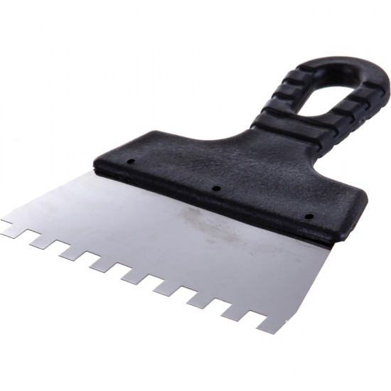 Шпатель фасадный зубчатый, нержавеющая сталь, пластиковая ручка, 150мм/зуб 8мм Китай