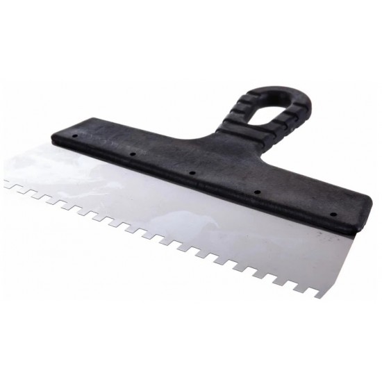 Шпатель фасадный зубчатый, нержавеющая сталь, пластиковая ручка, 250мм/зуб 8мм Китай