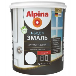 Эмаль акриловая вд Alpina Аква  эмаль для окон и дверей белая глянцевая 2,5л/3,05кг
