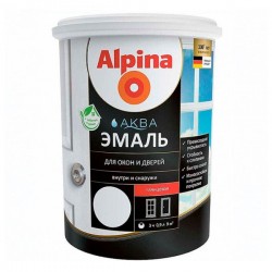Эмаль акриловая вд Alpina Аква  эмаль для окон и дверей белая глянцевая 2,5л/3,05кг
