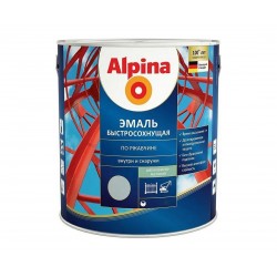 Грунт-эмаль алкидная Alpina эмаль быстросохнущая по ржавчине шелковисто-матовая RAL9003 750мл/0,9кг