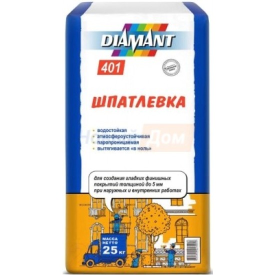 Шпатлевка белая НВ ПМ сложная, 1СС Диамант 401/25кг/РБ