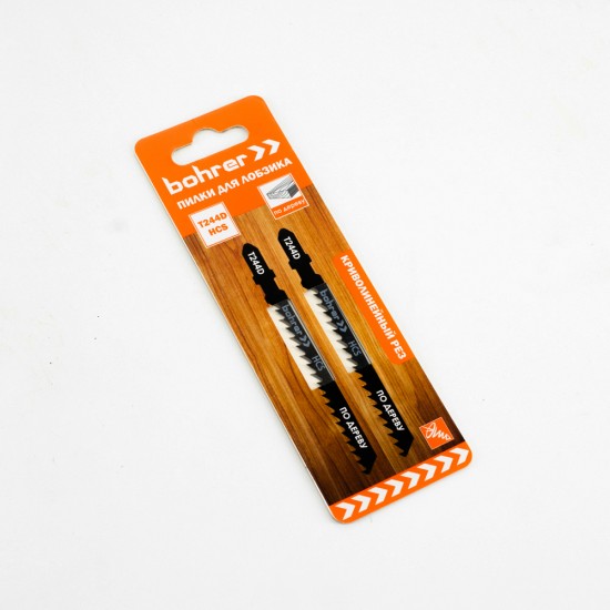 Пилка лобзиков BOHRER по дереву Т244D HCS100/75мм, шаг 4мм/уп=2шт/Китай