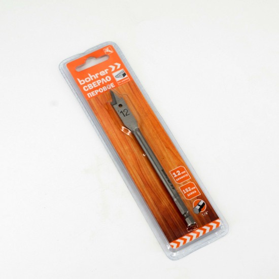 Сверло BOHRER 12*152мм перовое по дереву/Китай