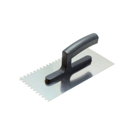 94060810 Кельма зубчатая 270*130мм, зуб 8*8, нерж.сталь, пластм.ручка, Латвия