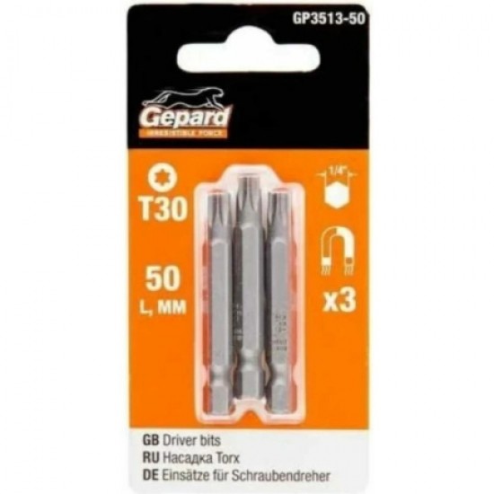 Насадка TORX T30 50мм 3шт GEPARD (GP3513-50), арт.GP3513-50 (Китай)