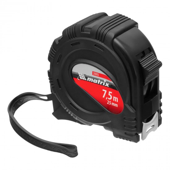 31015 Рулетка Black, 7,5м*25мм, обрезиненный корпус/Matrix.