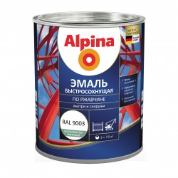 Грунт-эмаль алкидная Alpina эмаль быстросохнущая по ржавчине шелковисто-матовая RAL9003 750мл/0,9кг
