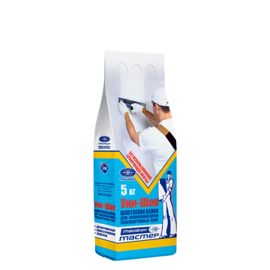 Тайфун Мастер  "Уни-Шов"  шпатлевка белая для заполнения швов гипсокартонных плит (меш 5кг)