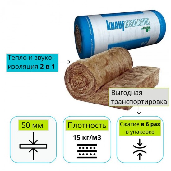 Изделия тепло- и звукоизоляKnaufInsulation TR 044  AQASTATIC 50*1220*6800 мм, уп=16.6  м2